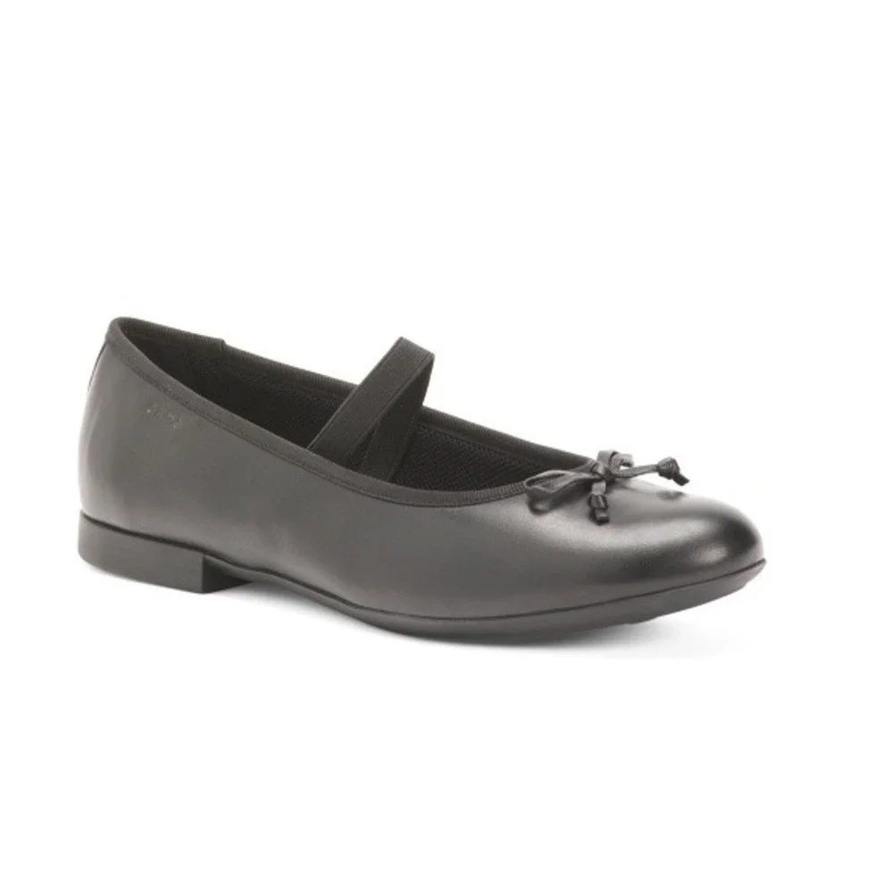 Girls GEOX Black Leather Ballet Flats‎ US 12 J Plie B Toddler Big Kid J3455B